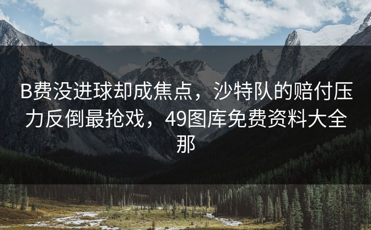 B费没进球却成焦点，沙特队的赔付压力反倒最抢戏，49图库免费资料大全那