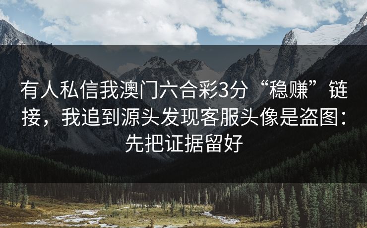 有人私信我澳门六合彩3分“稳赚”链接，我追到源头发现客服头像是盗图：先把证据留好