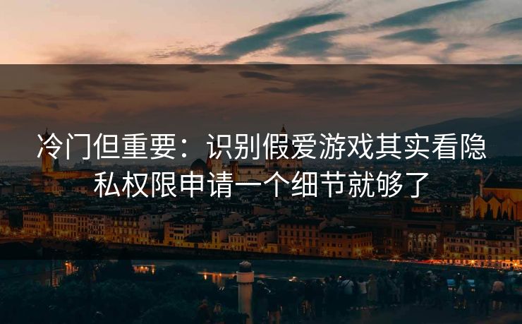 冷门但重要：识别假爱游戏其实看隐私权限申请一个细节就够了