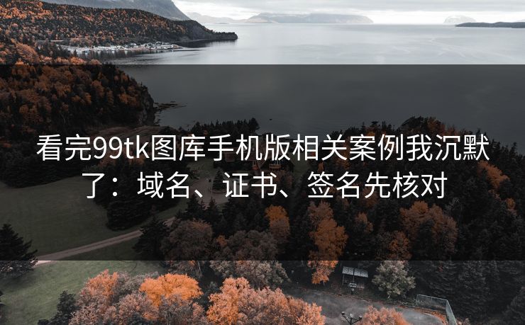 看完99tk图库手机版相关案例我沉默了：域名、证书、签名先核对