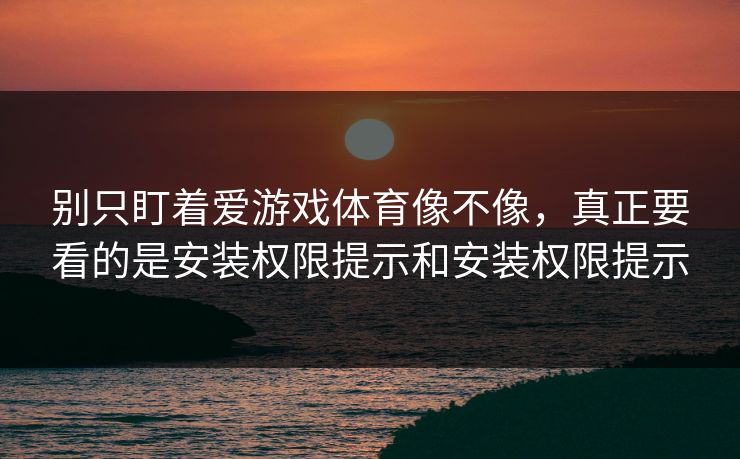 别只盯着爱游戏体育像不像，真正要看的是安装权限提示和安装权限提示